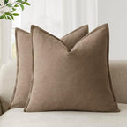 Foindtower Linen Solid Decorative Throw Pillow Covers 22x22 Cocoa Brown by Foindtower