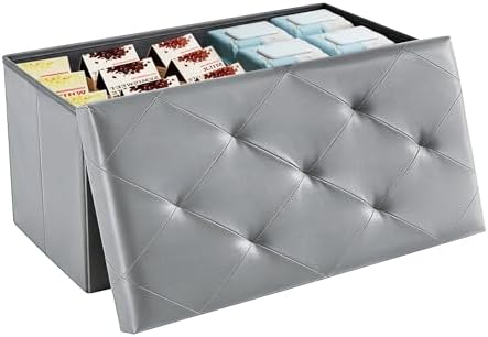 DUMOS 30 Inch Folding Storage Ottoman Bench, Large Hidden Storage Chest by DumosLifestyle