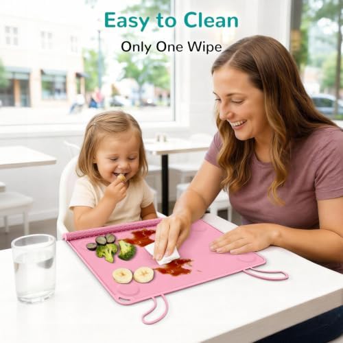 Silicone Placemat for Babygirls Eating-Out: Wipe Clean & Roll up for Outdoor - Image 2