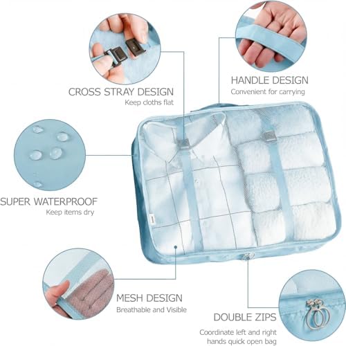 LANSKLBD 6/8 Set Packing Cubes for Suitcases Travel Luggage Packing Organizers - Image 2