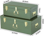 Vixdonos Metal Trunk Decorative Storage Box Set of 2 College Dorm Chest - Image 2