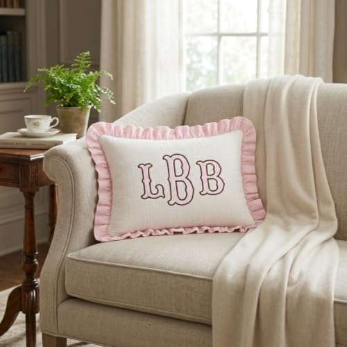 Muslin Pillow Cover, Monogram Pillow Covers, Custom Embroidered Pillow Covers - Image 3