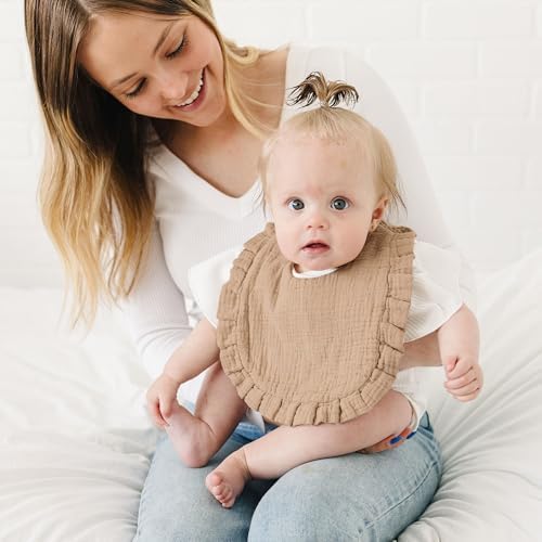 MairMore Muslin Baby Bibs, Ruffle Edge Drool Bibs - Image 4