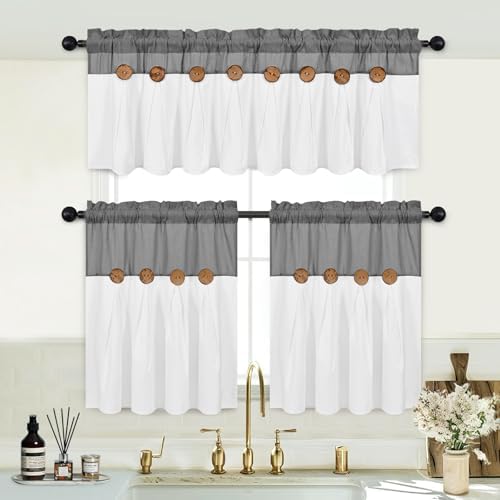 Boho Kitchen Curtains 24 Inch Length, Farmhouse Cotton Linen Tier Curtain - Image 3