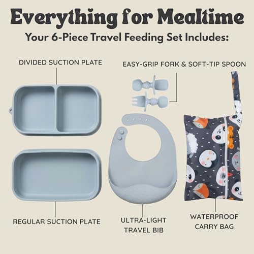 Baby Travel Feeding Set with Silicone Suction Plates - Image 3