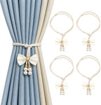 Adjustable Curtain Tiebacks 4 Pack, No Drill Cute Bow Rope Holdbacks by Unknown