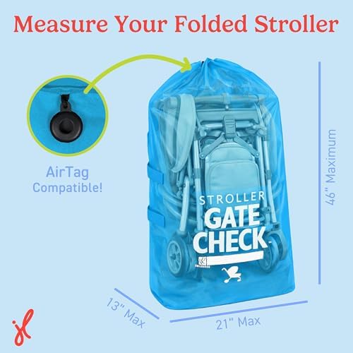 J.L. Childress Gate Check Bag for Single & Double Strollers, Neon Blue - Image 3