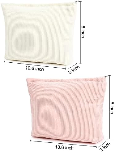 SOIDRAM 2 Pieces Corduroy Makeup Bag Large Corduroy Cosmetic Bag Capacity - Image 3