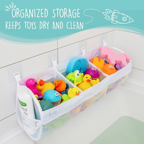 Comfylife Large Bath Toy Organizer – 3 Compartment Bath Toy Holder - Image 6