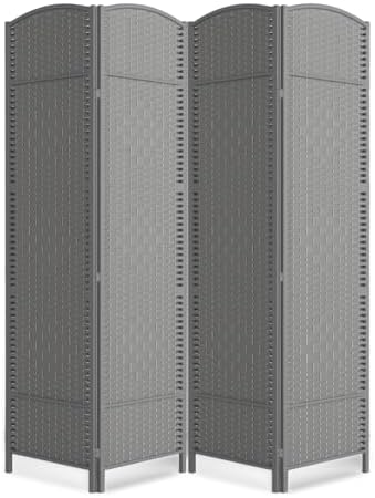 4 Panel Folding Room Divider, Woven Privacy Screen by cocosica