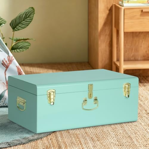 Vixdonos Large Metal Trunk Decorative Storage Box College Dorm Chest - Image 2