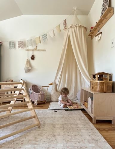 ZEAK Kids Bed Canopy with Ruffles Cotton Hanging Tent Frills Curtain Net - Image 2