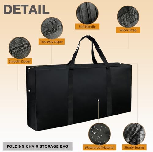Folding Chair Storage Bag Heavy Duty Large 40.5" L x 12.5" W x 20" H Plastic - Image 3