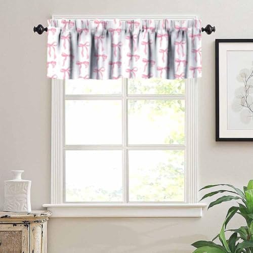 Pink Bow Window Valance, Watercolor Cute Girls Pink Bow Modern Aesthetic Print - Image 5