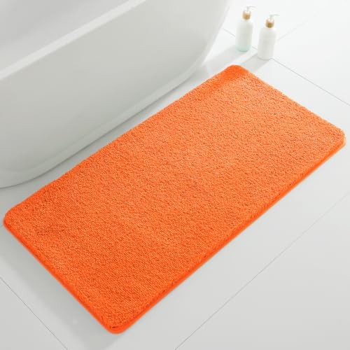 Polyester Bathroom Rug 24"x48" Orange, Non-Slip Soft Bath Mat by Kildoss