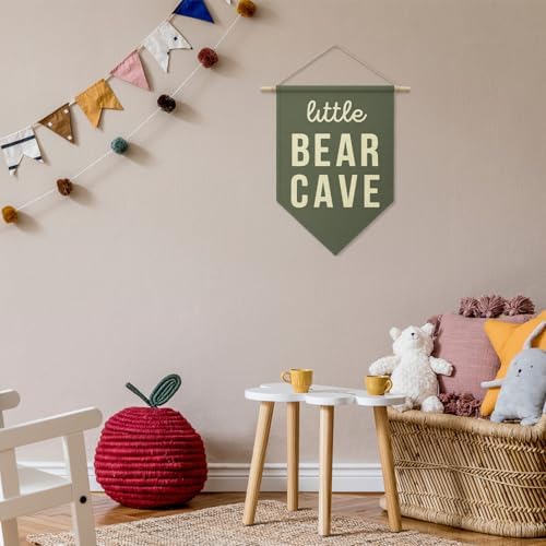 Little Bear Cave Wall Hanging Banner, Sage Green Room Decor - Image 3