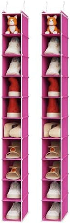 MAX Houser 2 Pack 10 Tier Slim Hanging Shoe Organizer Pink by MAXHouser