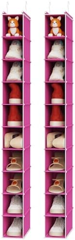 MAX Houser 2 Pack 10 Tier Slim Hanging Shoe Organizer Pink by MAXHouser