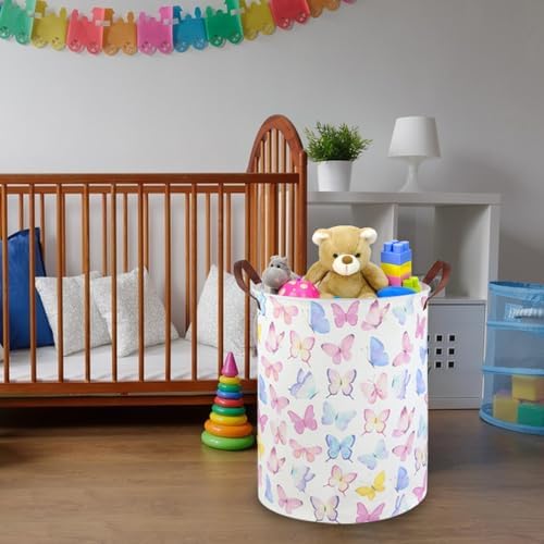 Butterfly Laundry Basket Girls Hamper, Baby Nursery Clothes Hamper, Foldable - Image 4