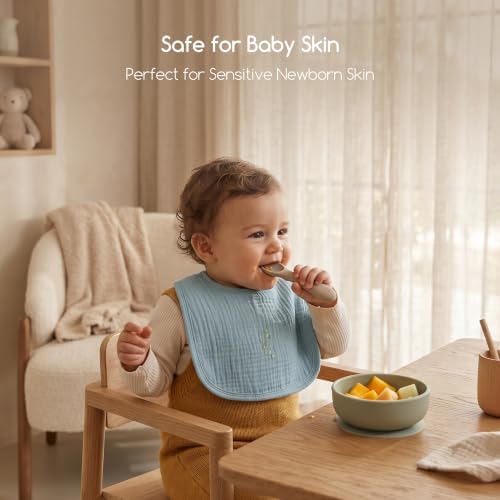 6-Pack Muslin Baby Bibs for Drooling & Teething, Absorbent Bib - Image 3