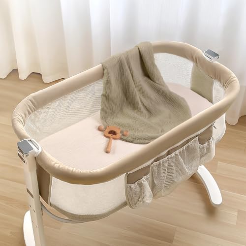 lulumoon Muslin Bassinet Sheets 3Pack: Fitted Most Bedside Sleeper Mattress - Image 7