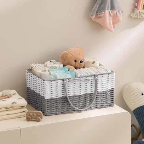 HBlife Large Baby Diaper Caddy Organizer, Paper Rope Storage Baskets Nursery Bin - Image 3