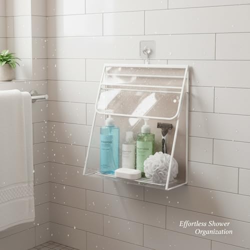 No-Drill Hanging Shower Caddy, PVC Toiletry Bag - Image 3