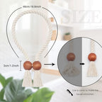 NICEEC 2 Pack Wooden Ball Magnetic Curtain Tiebacks Boho Home Decor Drape Tie - Image 4