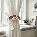 2 Pack Cartoon Brown Dog Curtain Tiebacks Decorative Embroidered Animal Shape by YGNNIU