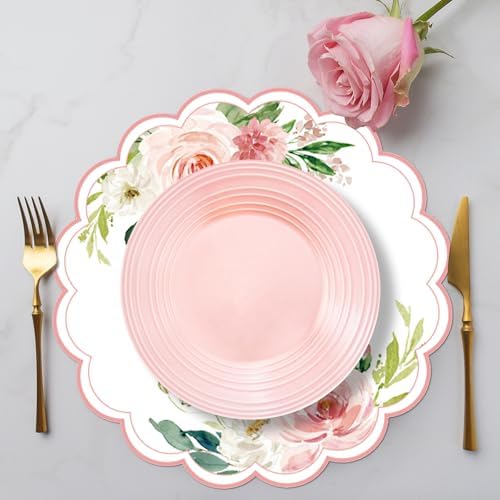 50 Pack Paper Placemats Disposable Pink Floral Placemat - Image 4