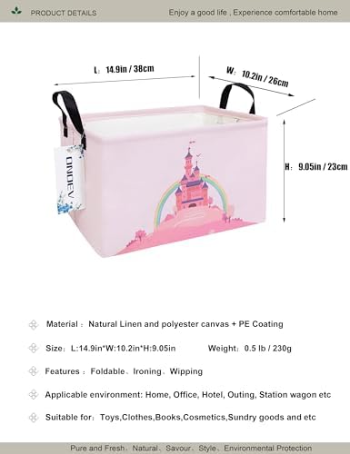 Rectangular Pink Castle Princess Closet Bedroom Storage Bin - Image 2