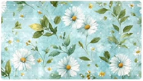Shower Mat Non Slip 26.8 x 15.1 Inches, Daisies Bathtub Mat Shower Stall Mats by Anna+Cowper