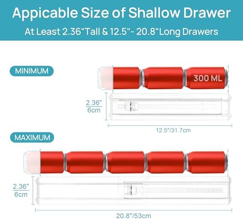 Vtopmart 4 Pack Shallow Drawer Dividers, 2.36" High 12.5"-20.8" Adjustable - Image 3