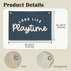 Playroom Decor for Boy, Long Live Playtime Wall Hanging Linen Banner, 20x30 - Image 6