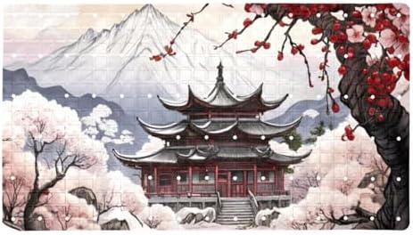 Shower Mat Non Slip 26.8 x 15.1 Inches, Mountain Temple Plum Blossom Bathtub by Anna+Cowper