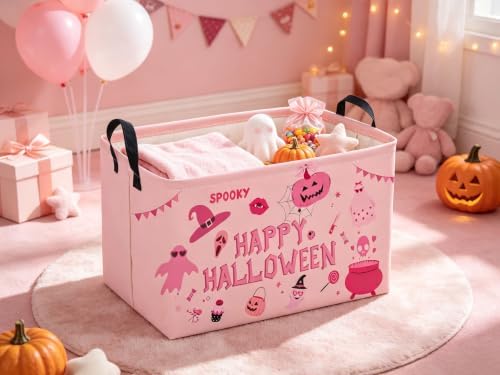 Sanjiaofeng Rectangular Pink Halloween Ghost Storage Basket, Waterproof - Image 5