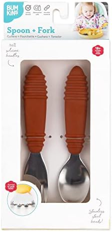 Bumkins Toddler Utensils, Kids Size Fork and Spoon Set, Silicone and - Image 6