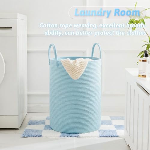 Laundry Basket, Woven Cotton Rope Laundry Hamper, 60L - Image 5