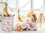 Roses Pink Laundry Basket Baby Girls Laundry Hamper Kids Toy Storage Bins - Image 4