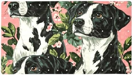 Bathtub Mat Non Slip 26.8x15.1 Inch, Flower Dogs Shower Mat by Anna+Cowper