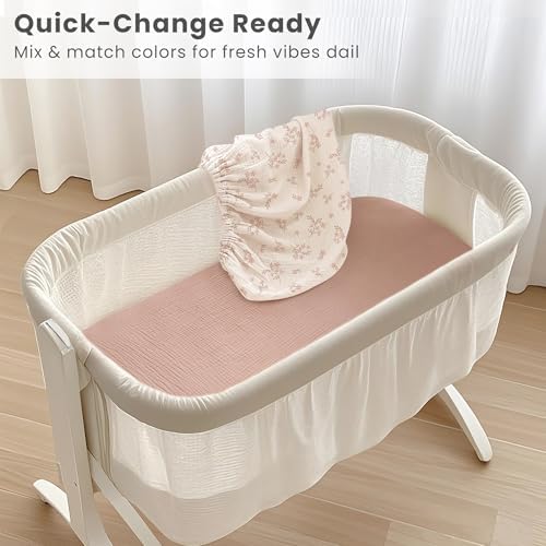 Konssy Muslin Bassinet Sheets for Baby Boys and Girls, 2 Pack - Image 5
