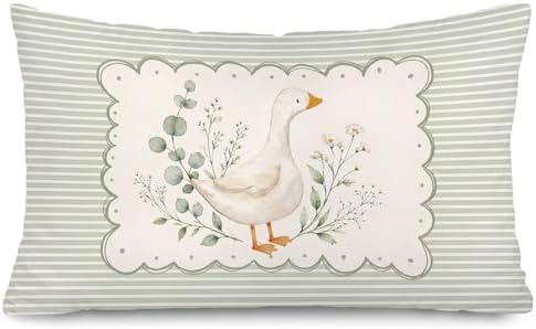 Sage Green Goose Nursery Decor Throw Pillow Cover 12x20 Pillowcases by Unknown