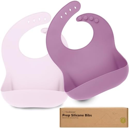 KeaBabies 2-Pack Silicone Bibs for Babies, Toddlers Girl by KeaBabies