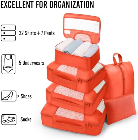 Veken 8 Set Packing Cubes for Travel Essentials, Suitcase Organizer Bags in 4 - Image 5