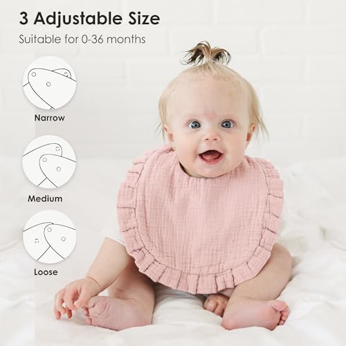 MairMore Muslin Baby Bibs, Ruffle Edge Drool Bibs - Image 3