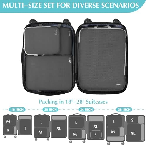 Gonex Compression Packing Cubes, 4-Piece Expandable Travel Organizers - Image 5