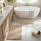 HOMEIDEAS Bathroom Rugs Sets 2 Piece, Soft Non Slip Bath Mat Khaki - Image 3