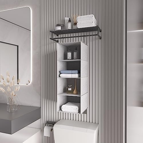 Hanging Closet Organizer 4-Shelf, Oxford Linen Wardrobe Storage - Image 2