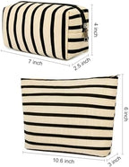SOIDRAM 2 Pieces Makeup Bag Large Stripe Cosmetic Bag Capacity Canvas Mix - Image 3