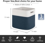 OIAHOMY Storage Cubes 11 Inch Storage Bins 3-Pack Square Baskets Blue - Image 3